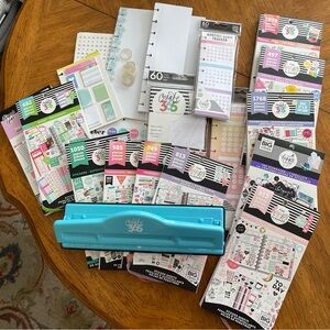 Happy Planner Bundle with sticker books, inserts, mini rings, paper punch, etc